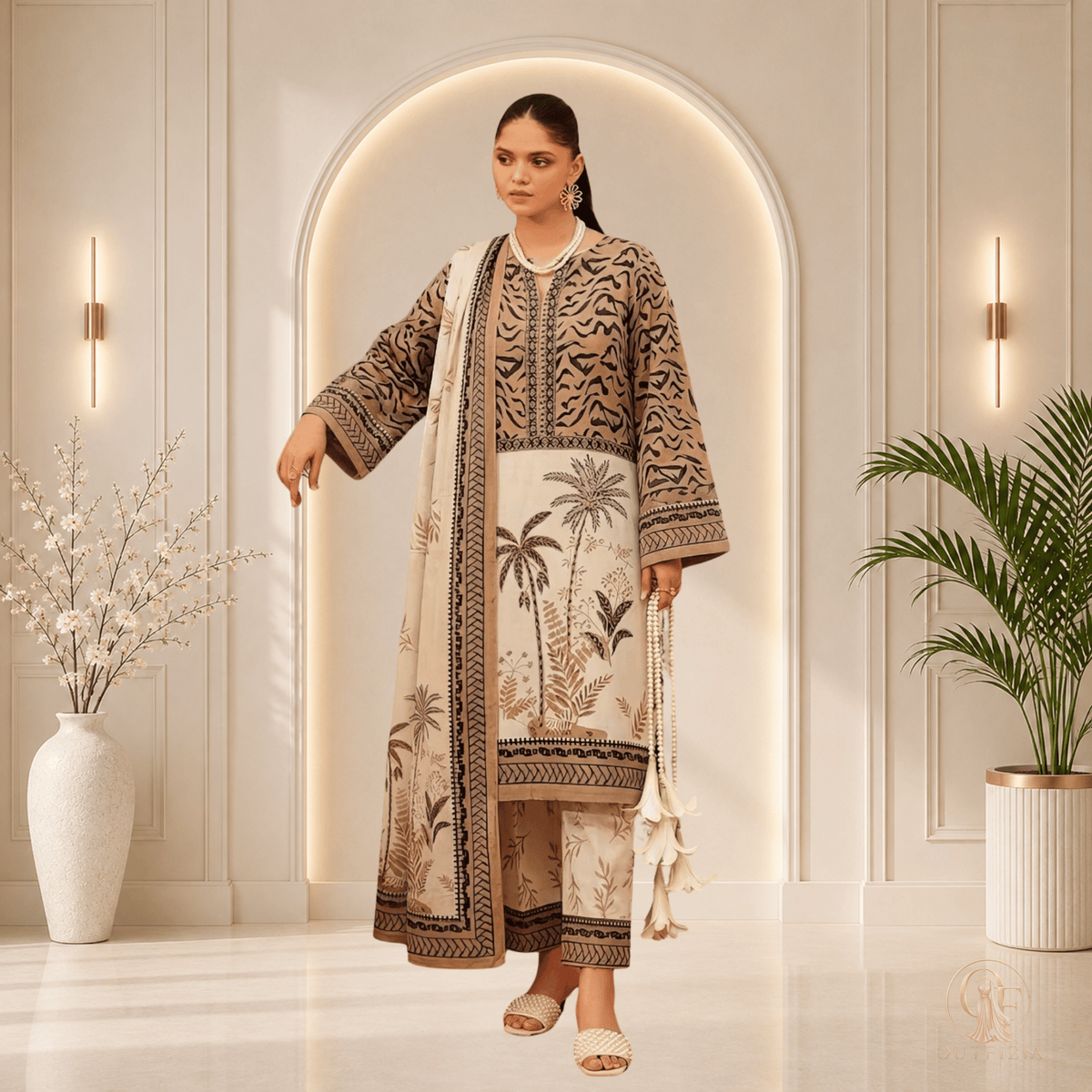 SAPPHIRE Unstitched 3 Piece Printed Shamooz Silk Ladies Suit - Unstitched | Outfizia