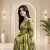 Olive-Lime Floral Digital Printed 3-Piece Khaddar Suit - Unstitched | Outfizia