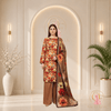 BAREEZE Digital Printed Lawn 3 Piece Unstitched Suit - Brown Rust Floral - Unstitched | Outfizia