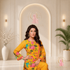 Premium Digital Printed Khaddar 3 Piece Suit – Mustard Yellow Pink Floral Winter Collection | Sale Rs. 3,700 - Unstitched | Outfizia